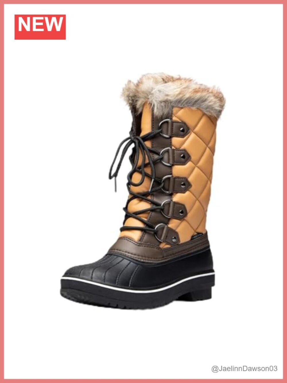 Women's Waterproof Insulated Snow Boots Winter Ankle Boots Lace-Up Fleece Lined